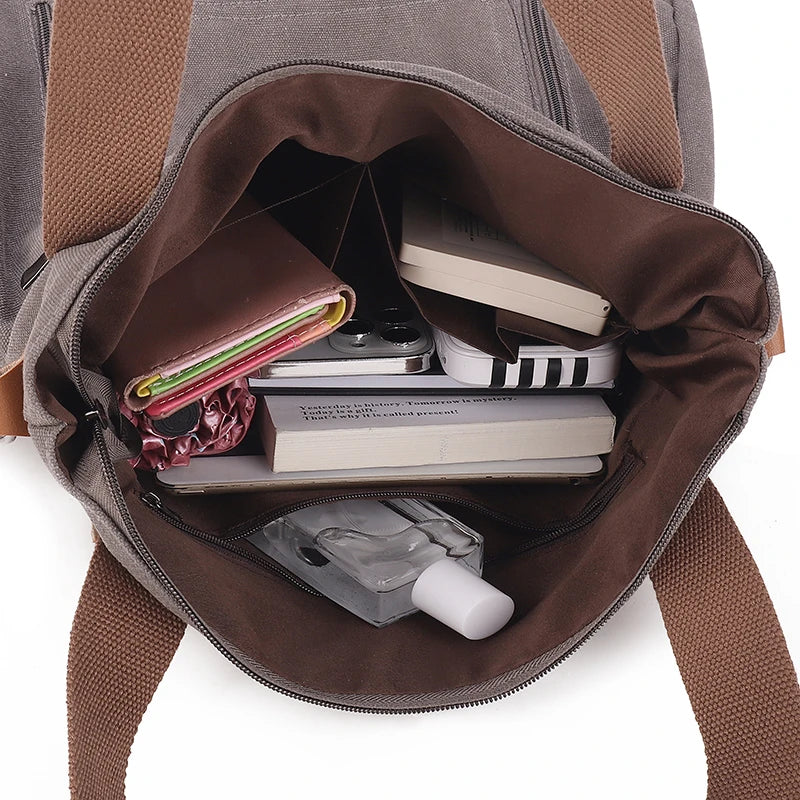 Cross-border large-capacity canvas women's bag, casual cross-body bag, Korean-style fashionable tote bag, simple handbag, new st