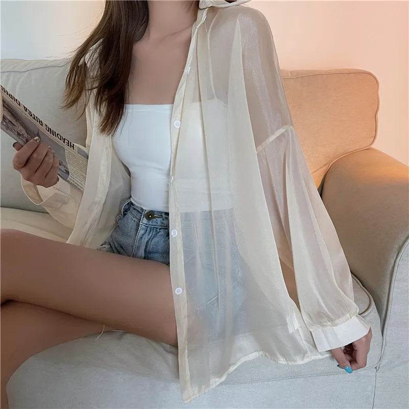 Semi Sheer Button Down Shirt - P12 Hub Europe