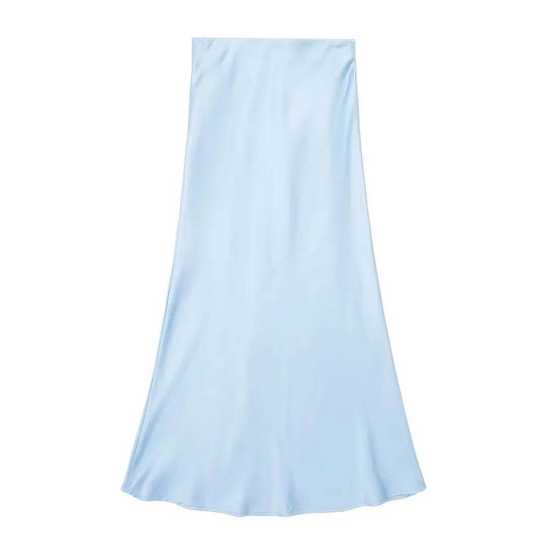 Women's Y2K Satin Midi Skirt - P12 Hub Europe