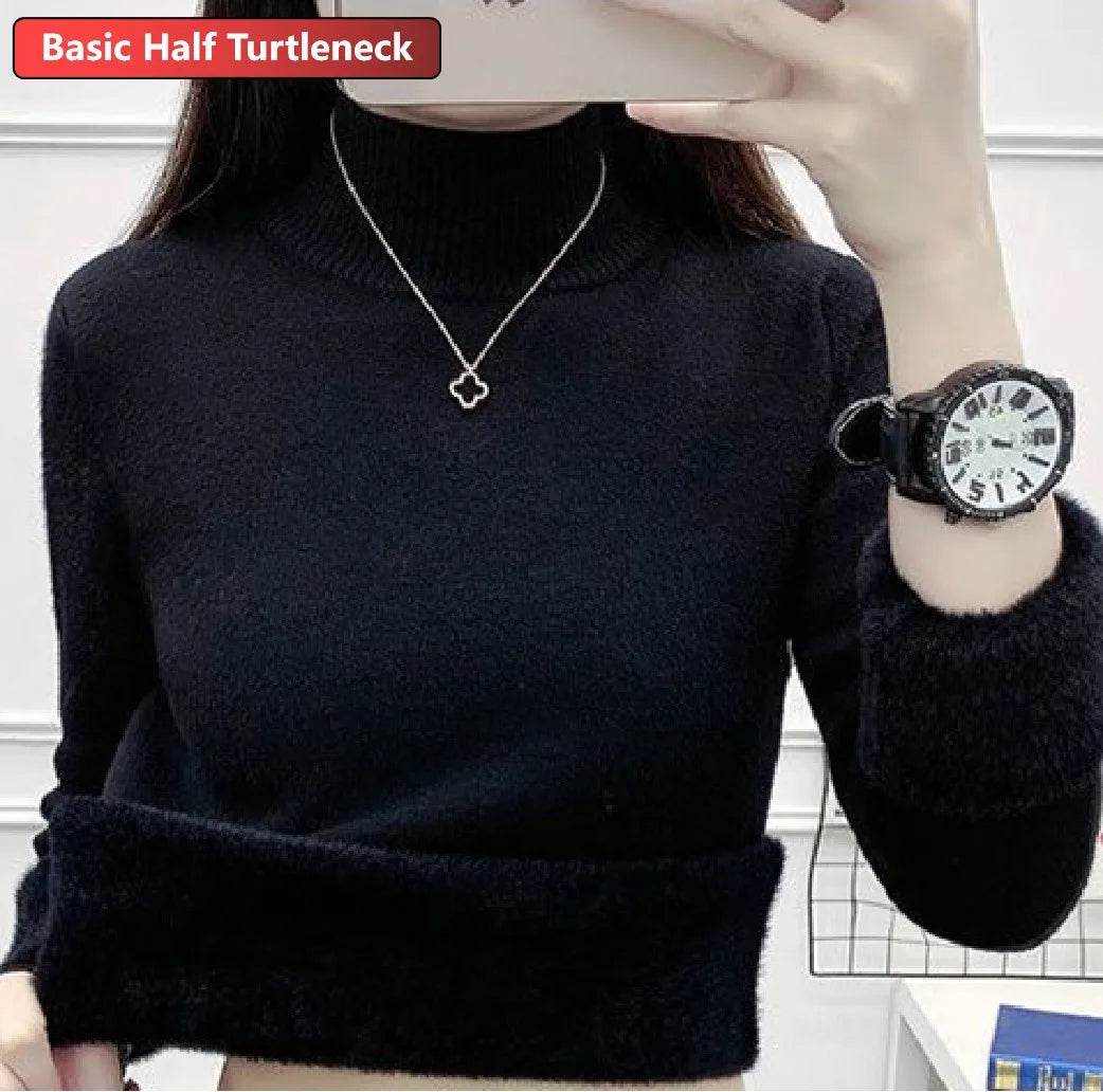 Elegant Velvet Lined Turtleneck Sweater - P12 Hub Europe