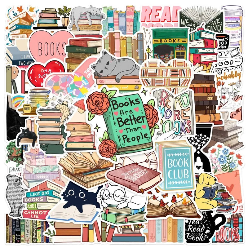 10/30/50PCS Cartoon Animal Reading Children's PVC Sticker Aesthetic Decoration Scrapbooking Stationery School Supplies for Kids