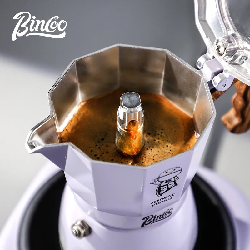 Bincoo Double Valve Moka Pot Espresso Latte Brewing Coffee Extraction Pot Electric Stove Heating 220V Home Barista Accessories