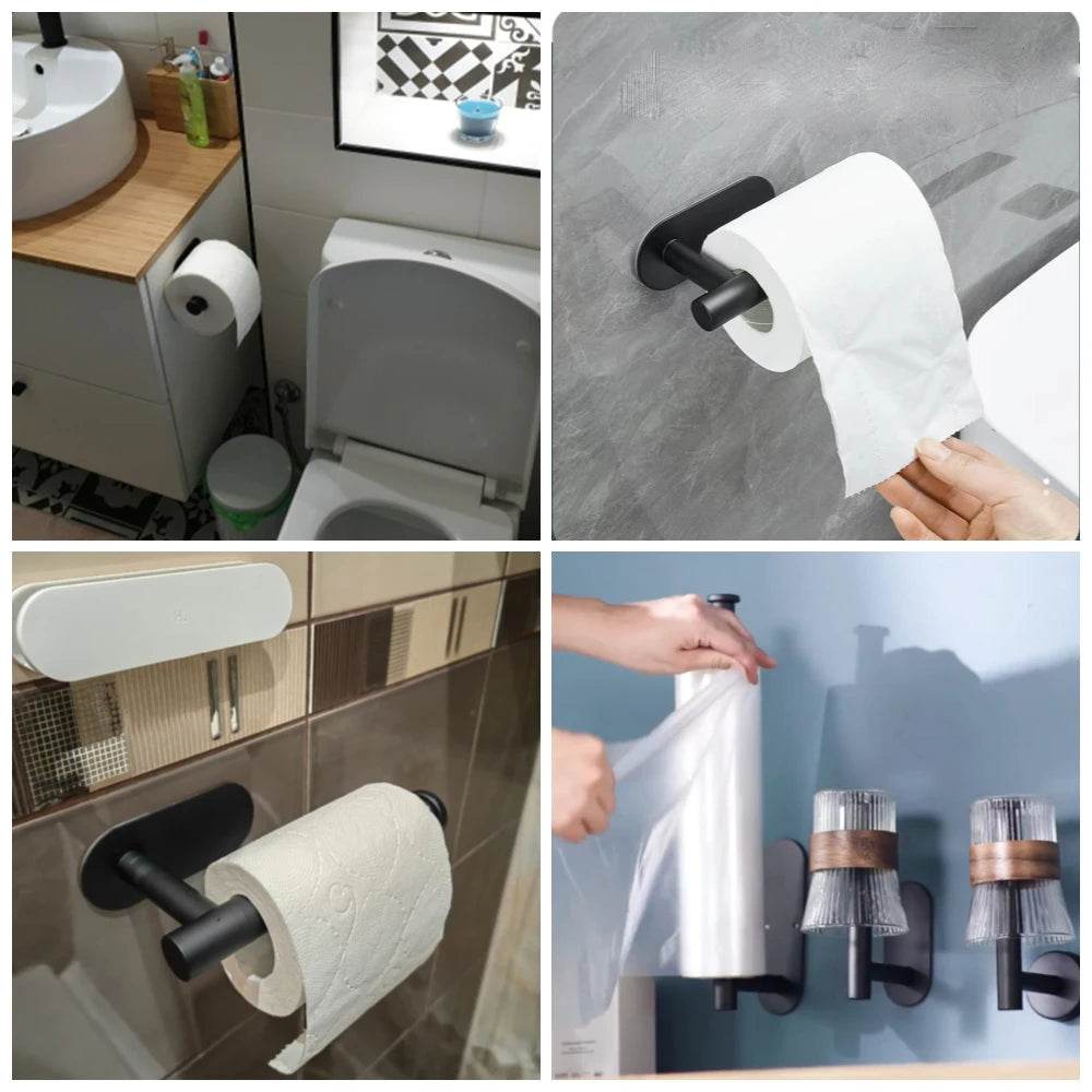 Adhesive Toilet Paper Holder Kitchen Roll Towel Rack Napkin Dispenser Absorbent Stand Tissue Hanger Bathroom Accessories - P12 Hub Europe