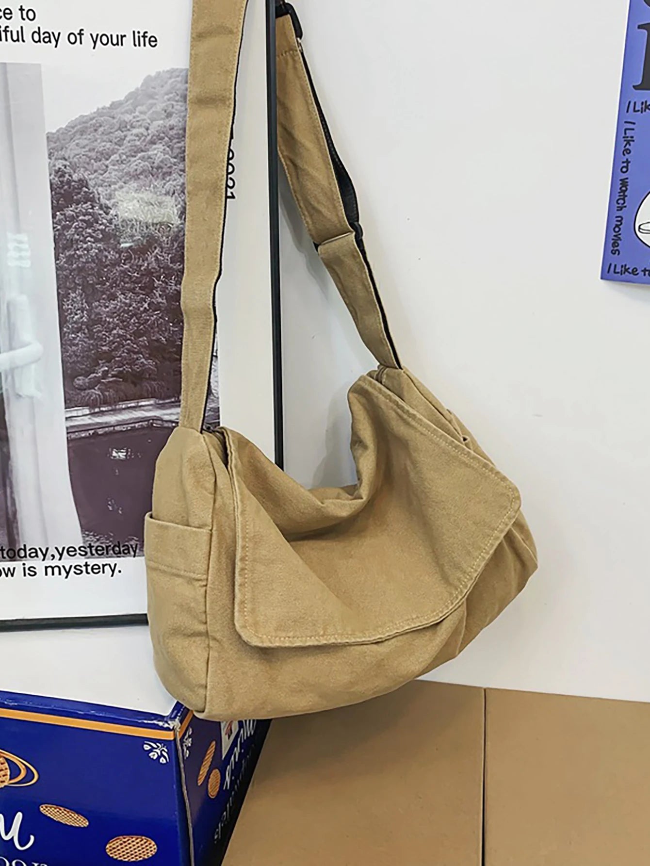 High School Students University Freshman Multifunctional Sling Bag Shoulder Bag Casual BagMinimalist Flap Canvas Messenger Bag