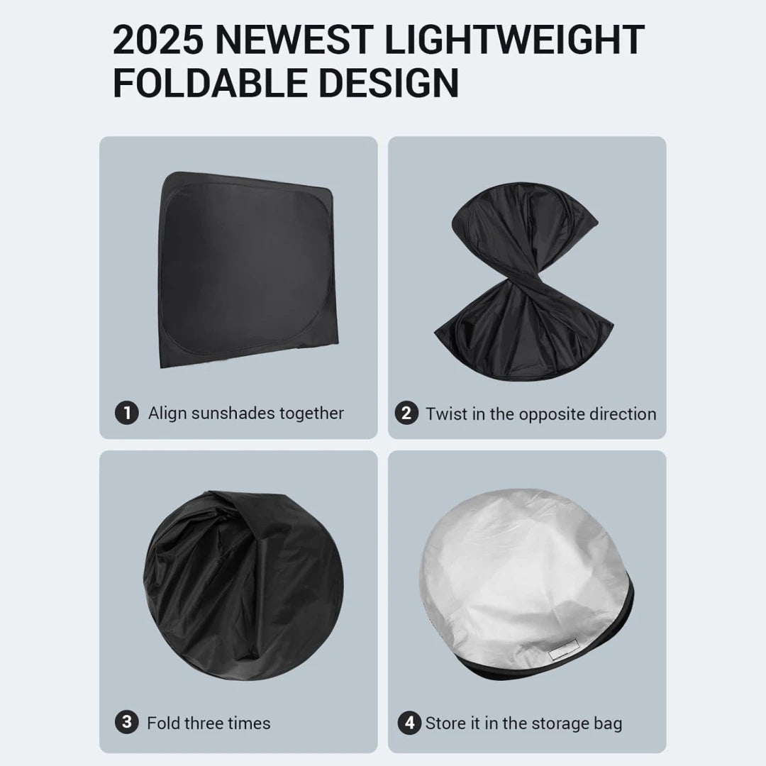 Upgraded Sunshade for 2020-2025 Toyota Highlande Windshield UV Protection Fabric Metal Frame Full-Size Foldable Front Sun Shade