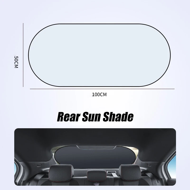 UV-Reflective Car Sun Shade Cover Rear Windshield Sun Protection Sunshade Heat-Isolation Car Privacy Curtains Foldable Storage
