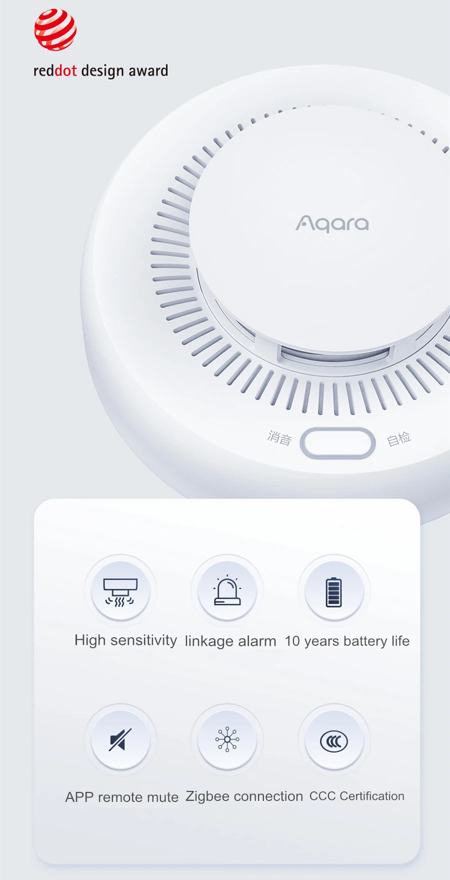 Original Aqara Smoke Detector Sensor Zigbee 3.0 Fire Alarm Monitor Sound Alert Home Security APP Work With Xiaomi Mihome Homekit