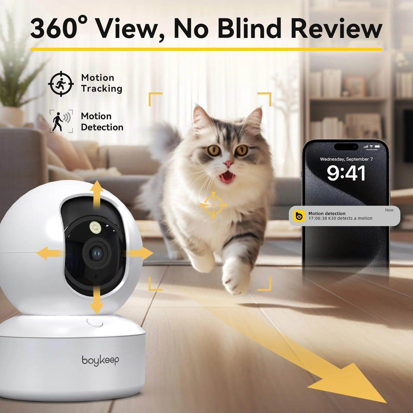 Indoor Security Camera 2K BoyKeep WiFi 360° - P12 Hub Europe
