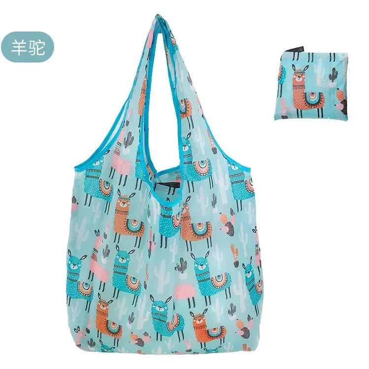 Large Reusable Shopping Bag for Women Shopper Tote Folding Bag Eco-Friendly Reusable Foldable Grocery Case Handbags Storage Bags