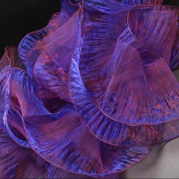 1 Yard Blue Lace Fabric Pleated Mermaid Effect Laser Neon Luster For Women Dress 15CM Wide - P12 Hub Europe