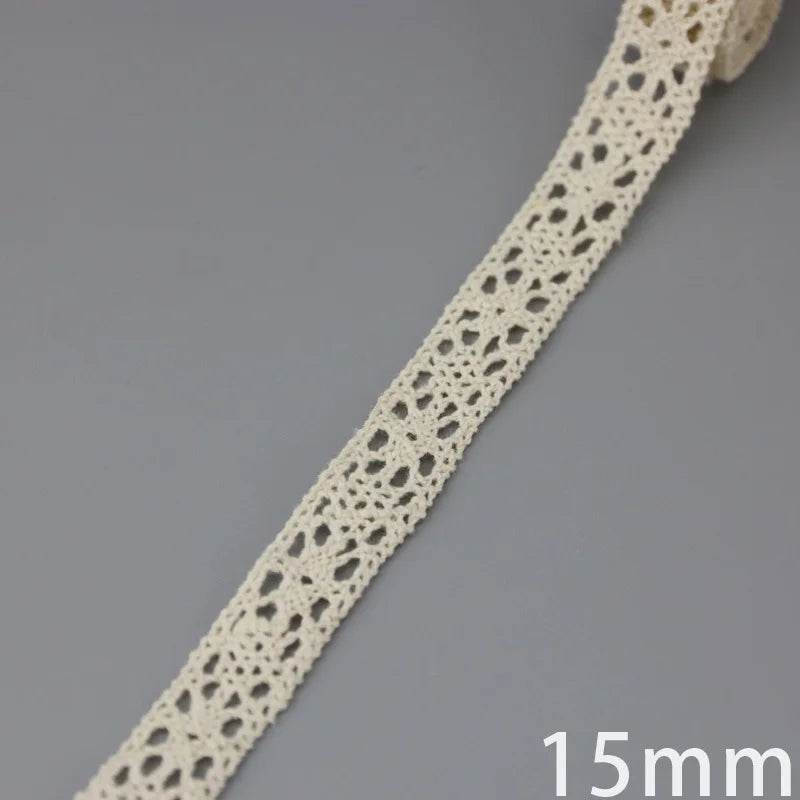 (5Meter/roll) White Beige Cotton Embroidered Lace Net Ribbons Fabric Trim DIY Sewing Handmade Craft Materials - P12 Hub Europe