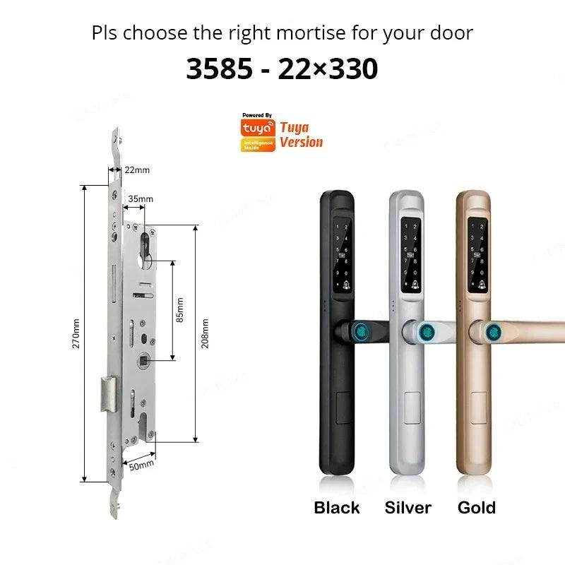 Sliding Door Lock 85/92mm, IP66, Fingerprint, Card, Code - P12 Hub Europe