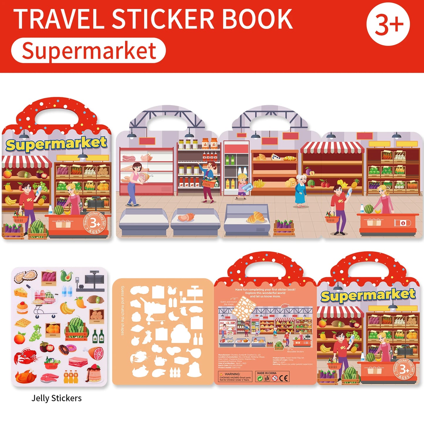 Kids' Reusable DIY Sticker Books Multi-Theme Bubble Sticker Jelly Stickers Portable Montessori Sticker Toy Gifts for Children