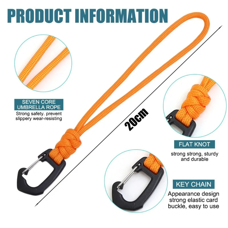 Key Ring Umbrella Rope Hook Outdoor Camping Sports Accessories Braid Rope 7-core Keychain Flashlight Small Tool Key Lanyard