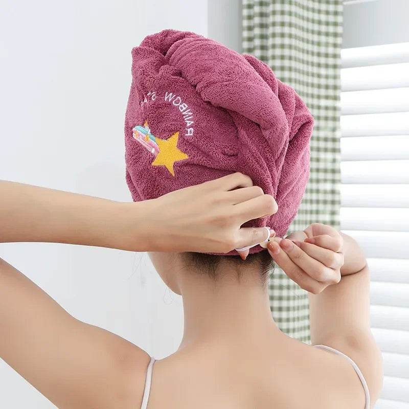 1pc Quickly Dry Hair Hat Super Absorbent Soft Bathroom Women Head Towels Girls Cute Hair Towel Hair Dry Wrap Bonnets - P12 Hub Europe