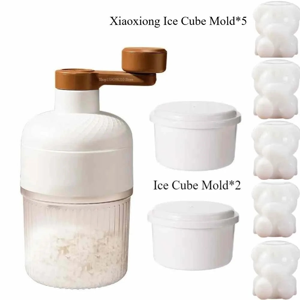 Household Small Size Hand-Operated Making Smoothie Machine with Ice Cube Mold Kitchen Hand Shaved Ice Breaker Ice Crusher