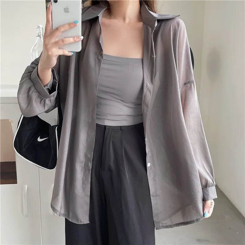 Semi Sheer Button Down Shirt - P12 Hub Europe