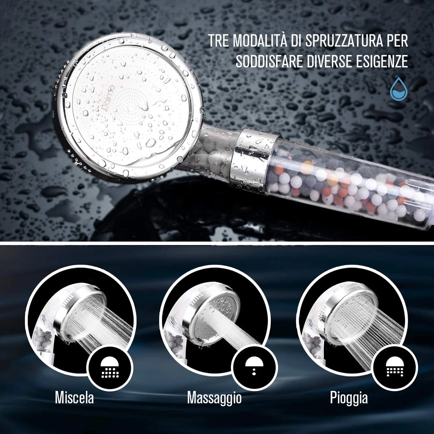 3 Modes SPA Shower Head High Pressure Saving Water Shower Filter Massage Shower Head Hook Hose Bathroom Innovative Accessories