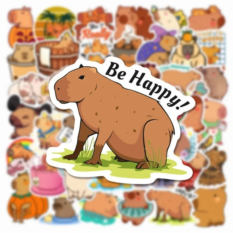10/30/50PCS Cute Capybara PVC Sticker Aesthetic Children's Decoration Scrapbooking Sketchbook Korean Stationery School Supplies