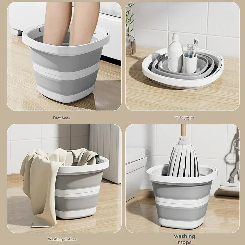 Versatile Folding Water Bucket with Handle for Home and Outdoor Use - Collapsible Fishing Pail for Portable Storage
