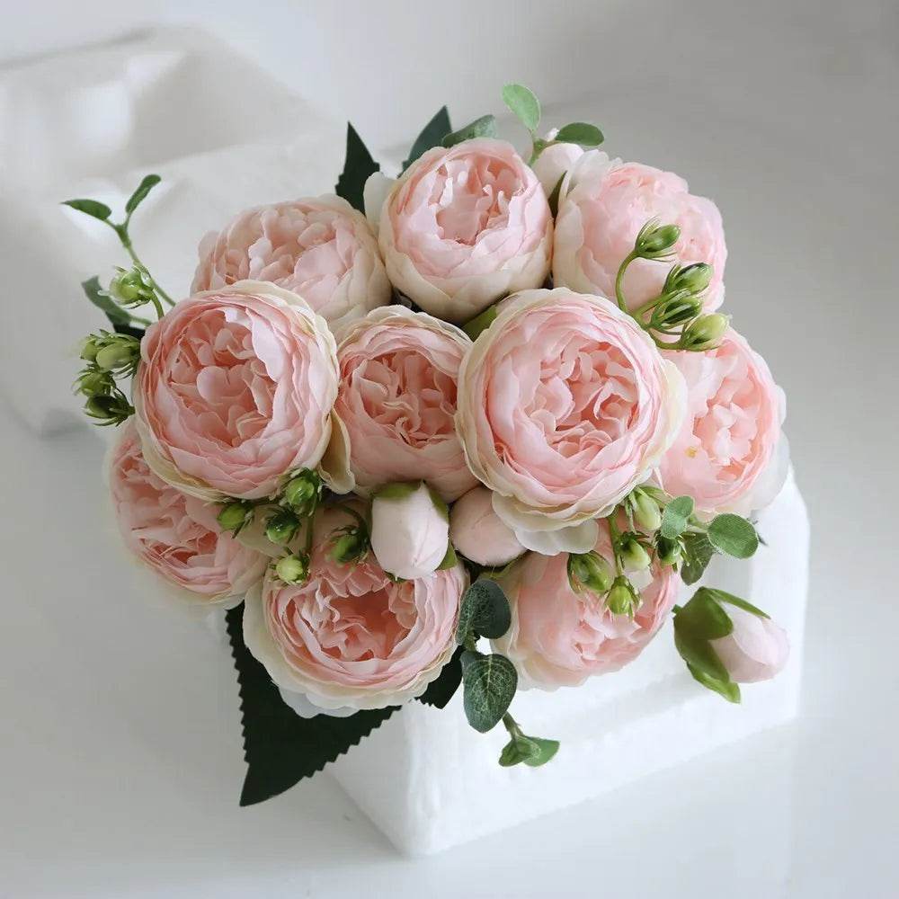30CM Fake Roses Silk Peony Artificial Flowers Cheap New Year's Christmas Decorations Vase for Home Wedding Bridal Bouquet Indoor - P12 Hub Europe