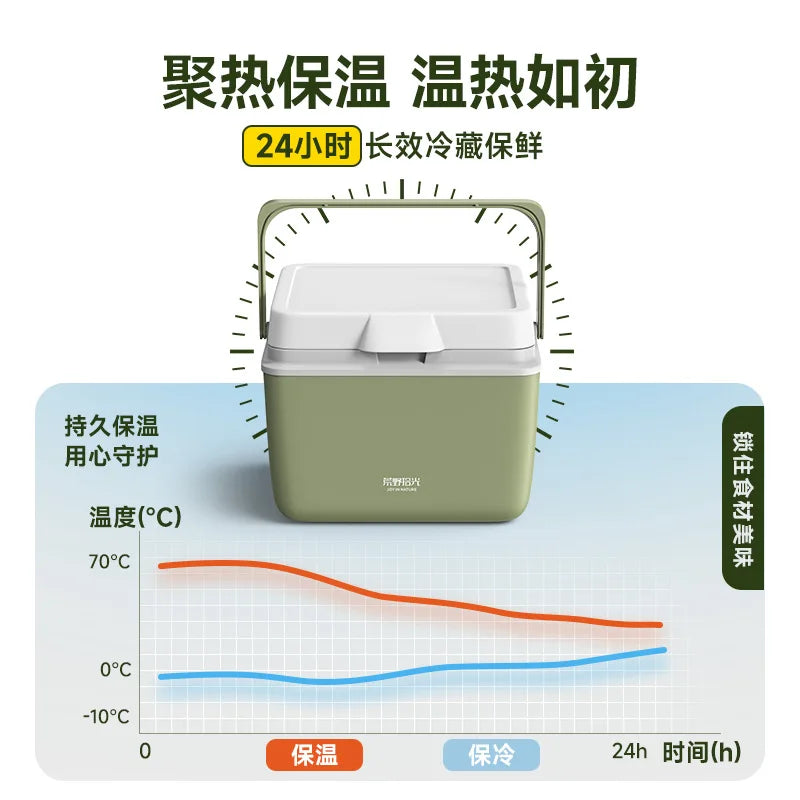 8L/13L Portable Cooler & Warmer Box, Outdoor Insulated Ice Chest for Camping Car Fishing, Thick Anti-Crush Lock-Fresh Cooler