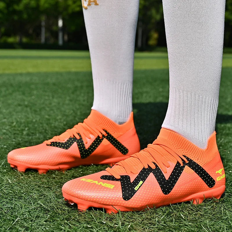 Original Brand Blue Men's Professional Soccer Cleats Turf Non-slip Football Shoes for Men Lace-up Low Cut Soccer Sneakers Male