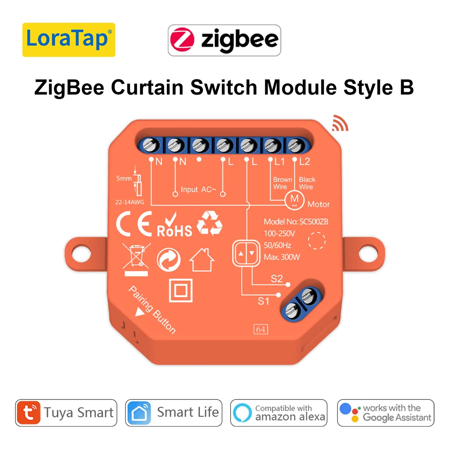 LoraTap Tuya WiFi ZigBee Curtain Blinds Module Switch Roller Shutter Motor Smart Life App Remote Control by Alexa Google Home