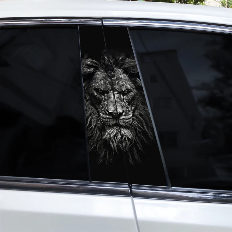 2pcs Wolf Car B-Pillar Stickers DIY Animal-Shaped Car Center Pillar Stickers Vinyl Waterproof Car Door Pillar Stickers