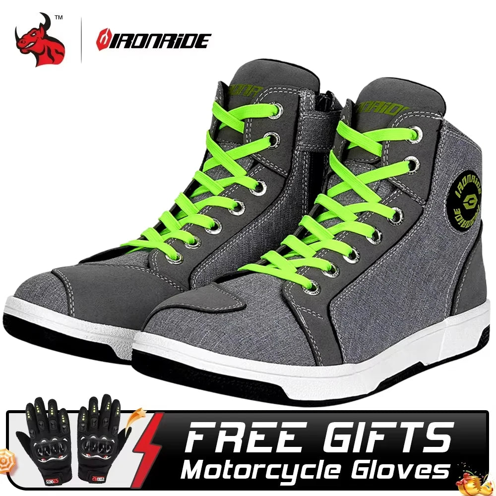 SCOYCO Motorcycle Boots Botas Moto Microfiber Leather Motocross Off-Road Racing Boots Motorbike Riding Shoes Men Moto Boots