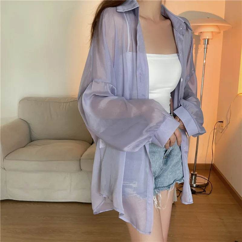 Semi Sheer Button Down Shirt - P12 Hub Europe