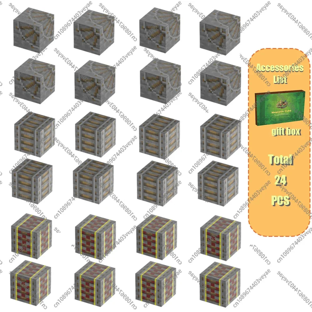 Magnetic Building Blocks Mine World Magnet Cube Set for Boy Girl Kid Age 3+ DIY Model Children Stem STEM Sensory Toy Gift