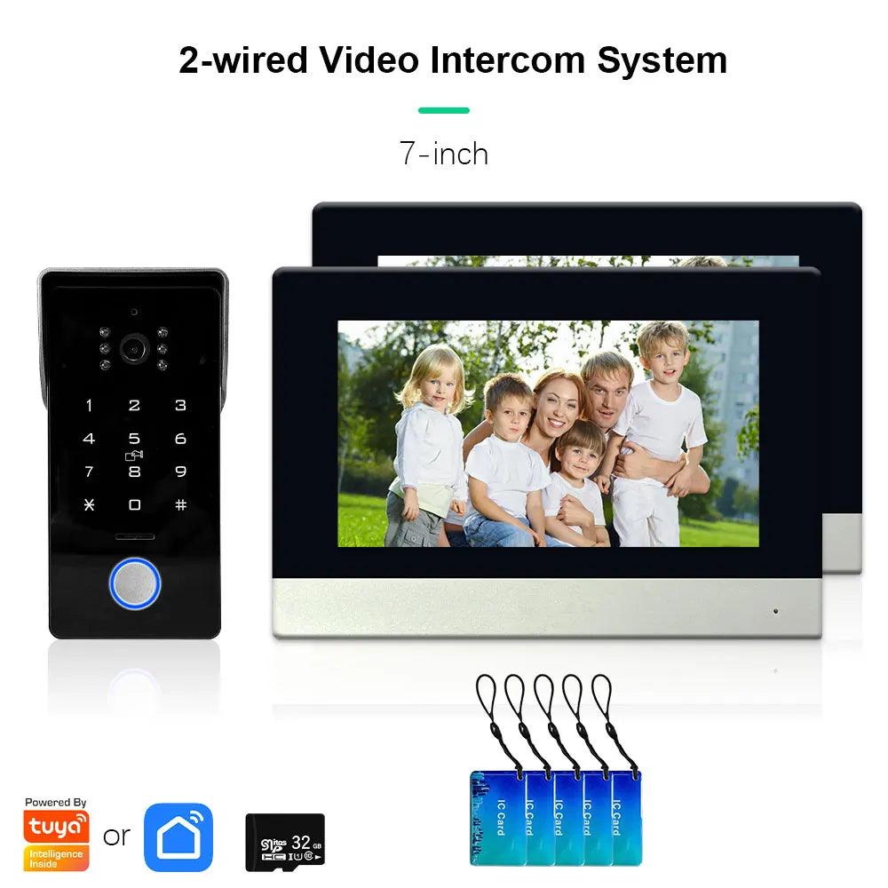 Intercom Tuya 2-Wire IP 1080P, 7" Touch, Password/Card Unlock - P12 Hub Europe