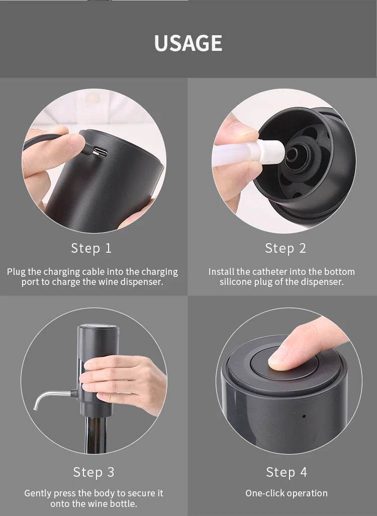 Rechargeable Electric Wine Aerator Dispenser Automatic Wine Decanter Intelligent Electric Wine Dispenser Party Kitchen Tool Gift - P12 Hub Europe
