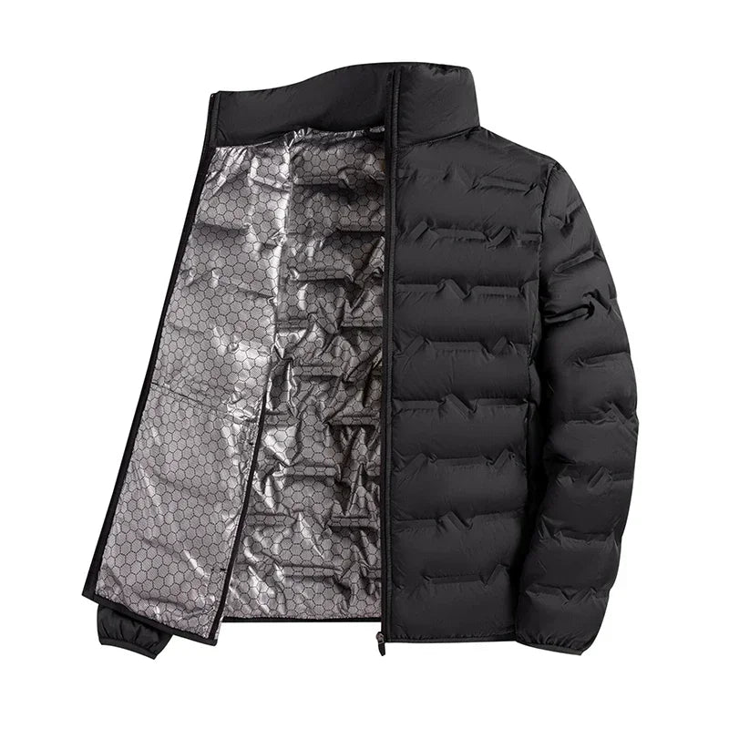 CHUJIE Winter white down jacket men's graphene self heating windproof pleated down jacket stand collar casual warm down jacket