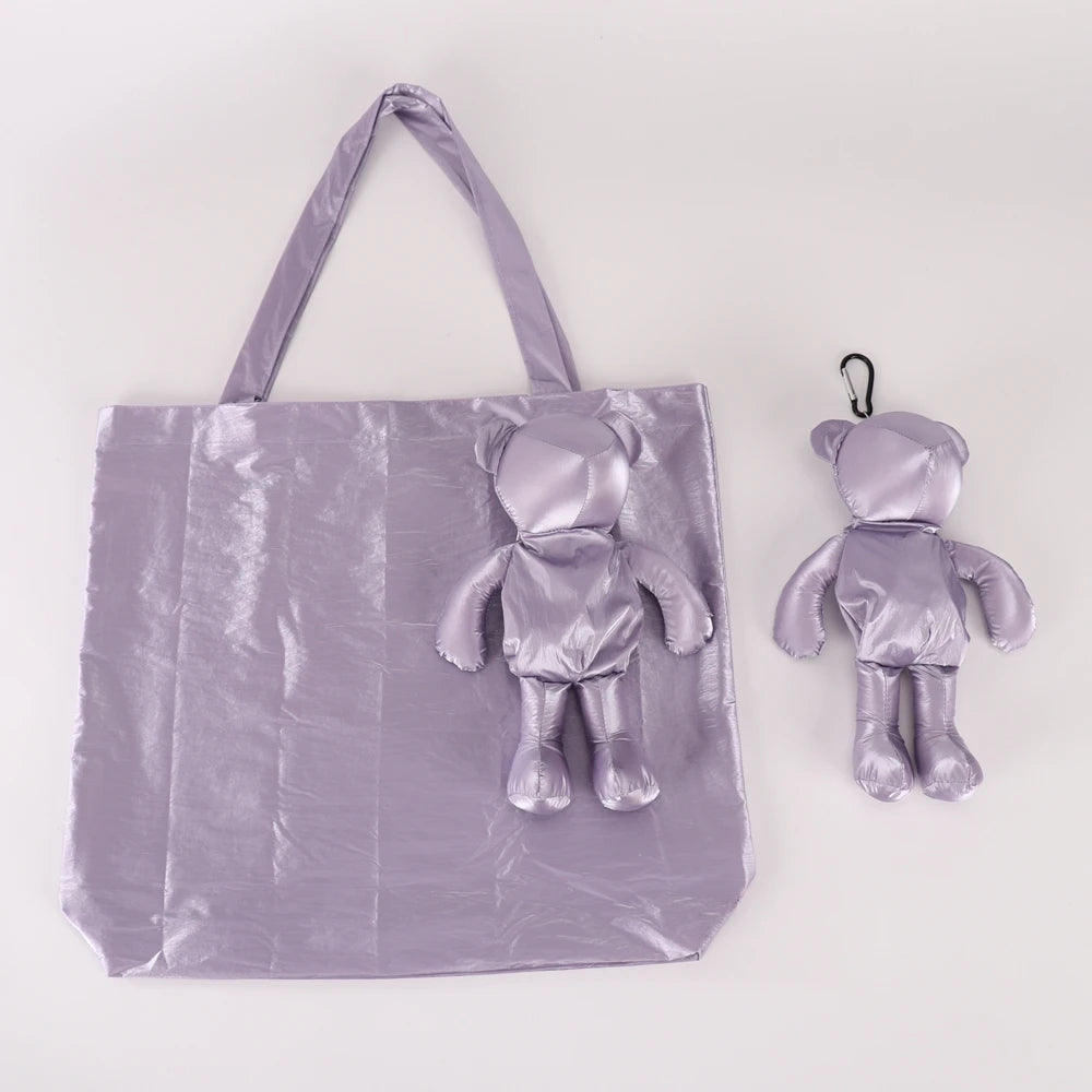Bright Color Shopping Bag Bear Cotton Waterproof Tote Reusable
