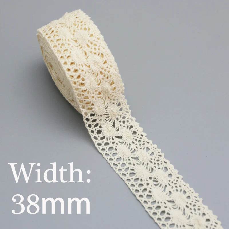 (5Meter/roll) White Beige Cotton Embroidered Lace Net Ribbons Fabric Trim DIY Sewing Handmade Craft Materials - P12 Hub Europe