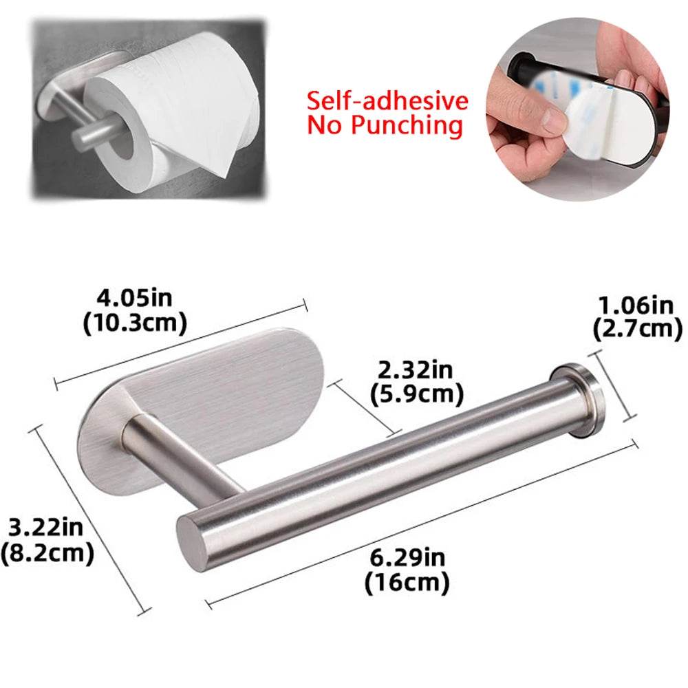 Adhesive Toilet Paper Holder Kitchen Roll Towel Rack Napkin Dispenser Absorbent Stand Tissue Hanger Bathroom Accessories - P12 Hub Europe