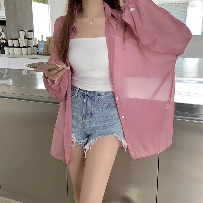 Semi Sheer Button Down Shirt - P12 Hub Europe