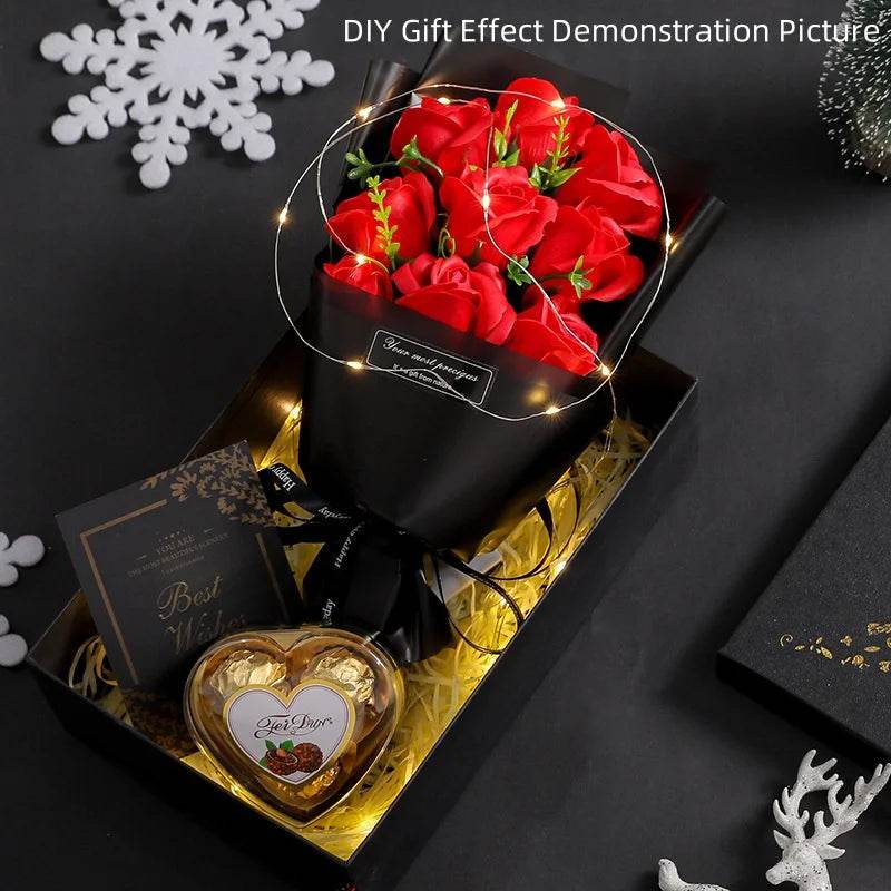 9 Heads Soap Flower Rose Bouquet Artificial Flower for Christmas Wedding Birthday Party Valentine's Day DIY Gift Home Decoration - P12 Hub Europe