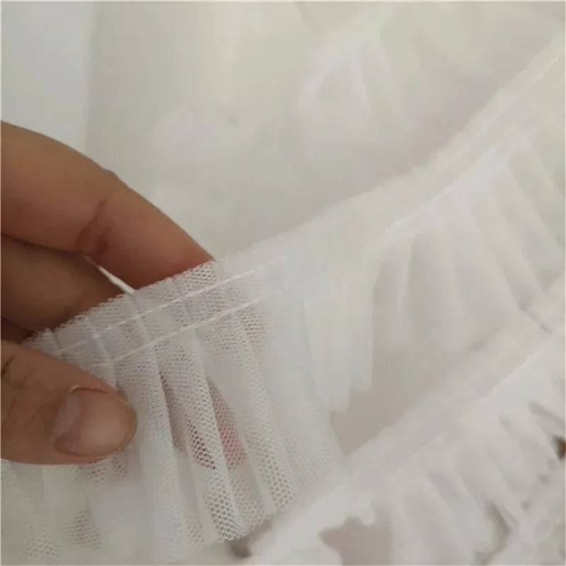5CM Wide Double Layers 3D Pleated Mesh Lace Fabric Ruffle Trim Embroidered Collar Ribbon Sewing Clothing Skirt Splicing Material - P12 Hub Europe