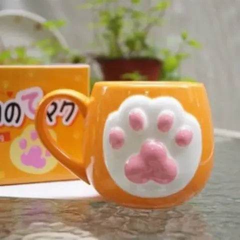 3D Relief Cat Paw Ceramic Mug Japanese Cartoon Cute Couple Cup Gift Korean Hand Drawn Retro Style Birthday Christmas Gifts - P12 Hub Europe