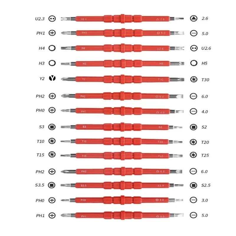 1000V Insulated Screwdriver Set Phillips Slotted Torx Professional CRV Electrician Magnetic Screw Driver Bit Repair Hand Tools