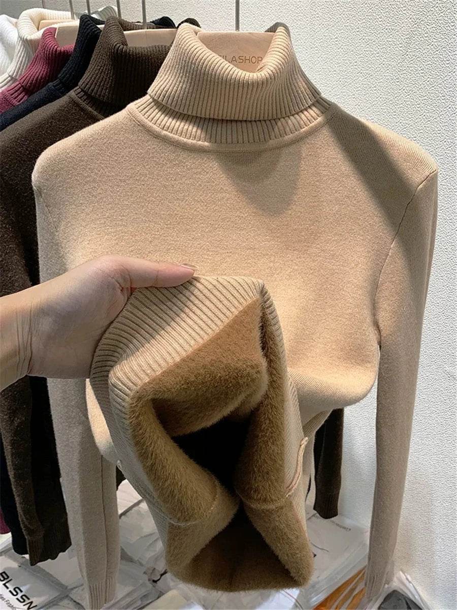 Elegant Velvet Lined Turtleneck Sweater - P12 Hub Europe