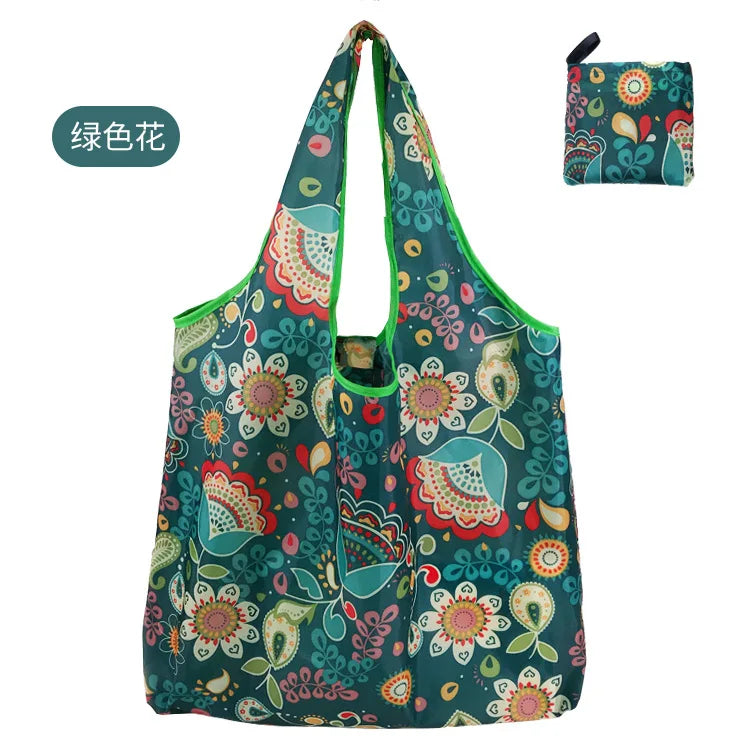 Reusable Shopping Bags Foldable Large Size Women Shopping Bags Totes Heavy Duty Washable Cloth Grocery Bags Eco-Friendly Bags