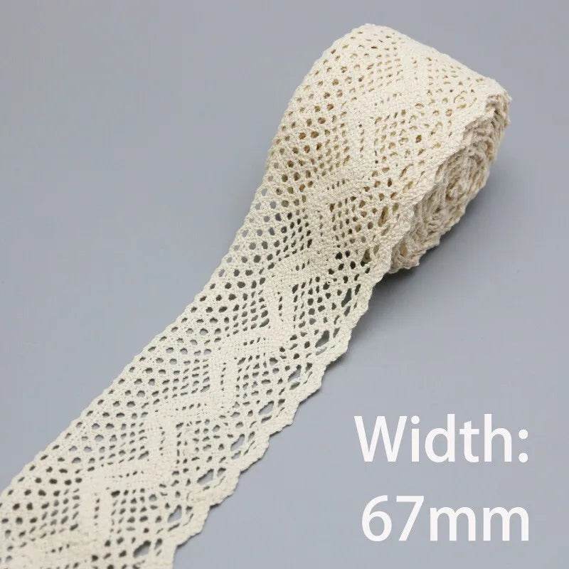 (5Meter/roll) White Beige Cotton Embroidered Lace Net Ribbons Fabric Trim DIY Sewing Handmade Craft Materials - P12 Hub Europe