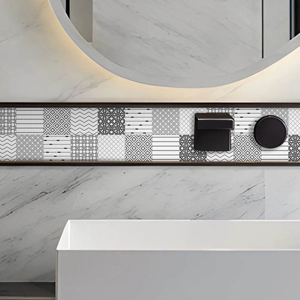 Self-adhesive Waist Line Decorative Strip Waterproof Peel Stick Wall Sticker Bathroom Floor Skirting Line Wall Papers Home Decor - P12 Hub Europe