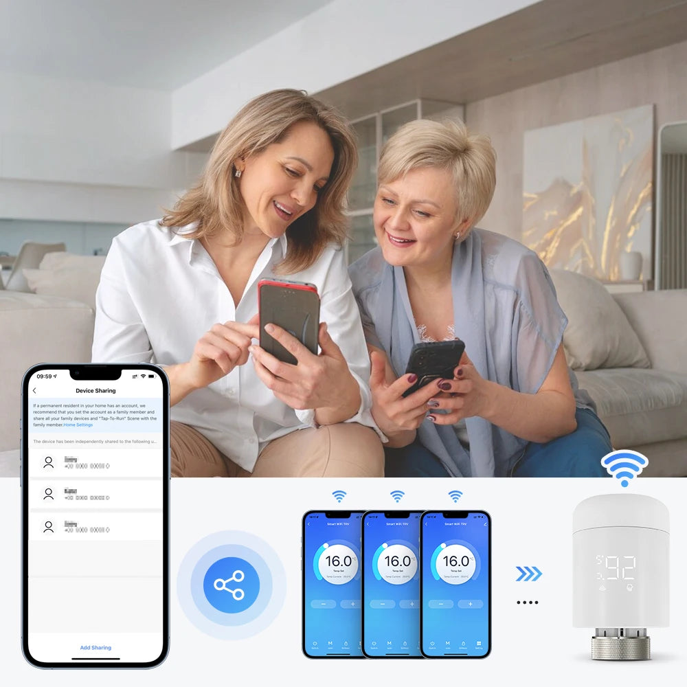 Tuya Wifi Thermostatic Valve Radiator Head TRV Smart Thermostatic Valve Wifi Thermostat Temperature Controller Alexa Google Home
