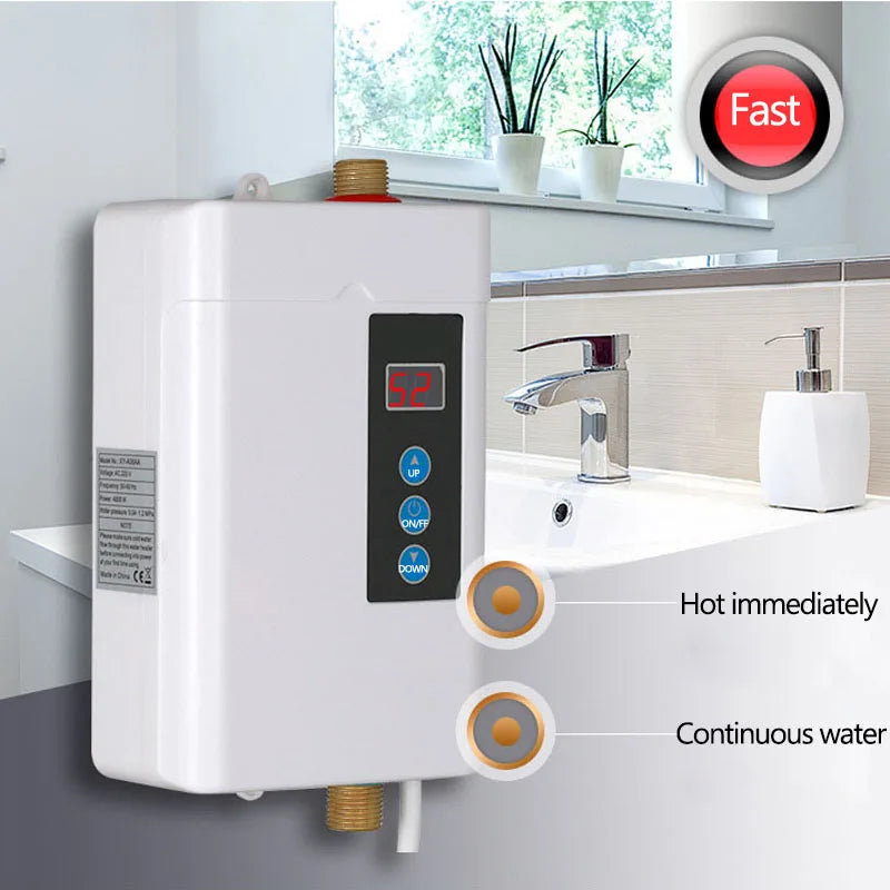 110V 220V Instant Electric Water Heater Faucet Intelligent Touch Heating Fast 3 Seconds Hot Shower with Temperature Display