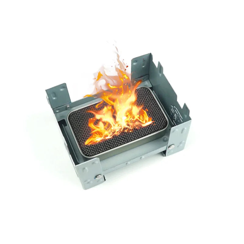 x1 Mini Alcohol Stove Island Stove Fully Burned Outdoors Windproof Outdoor Camping Portable BBQ Trigger Tool Furnace Accessories